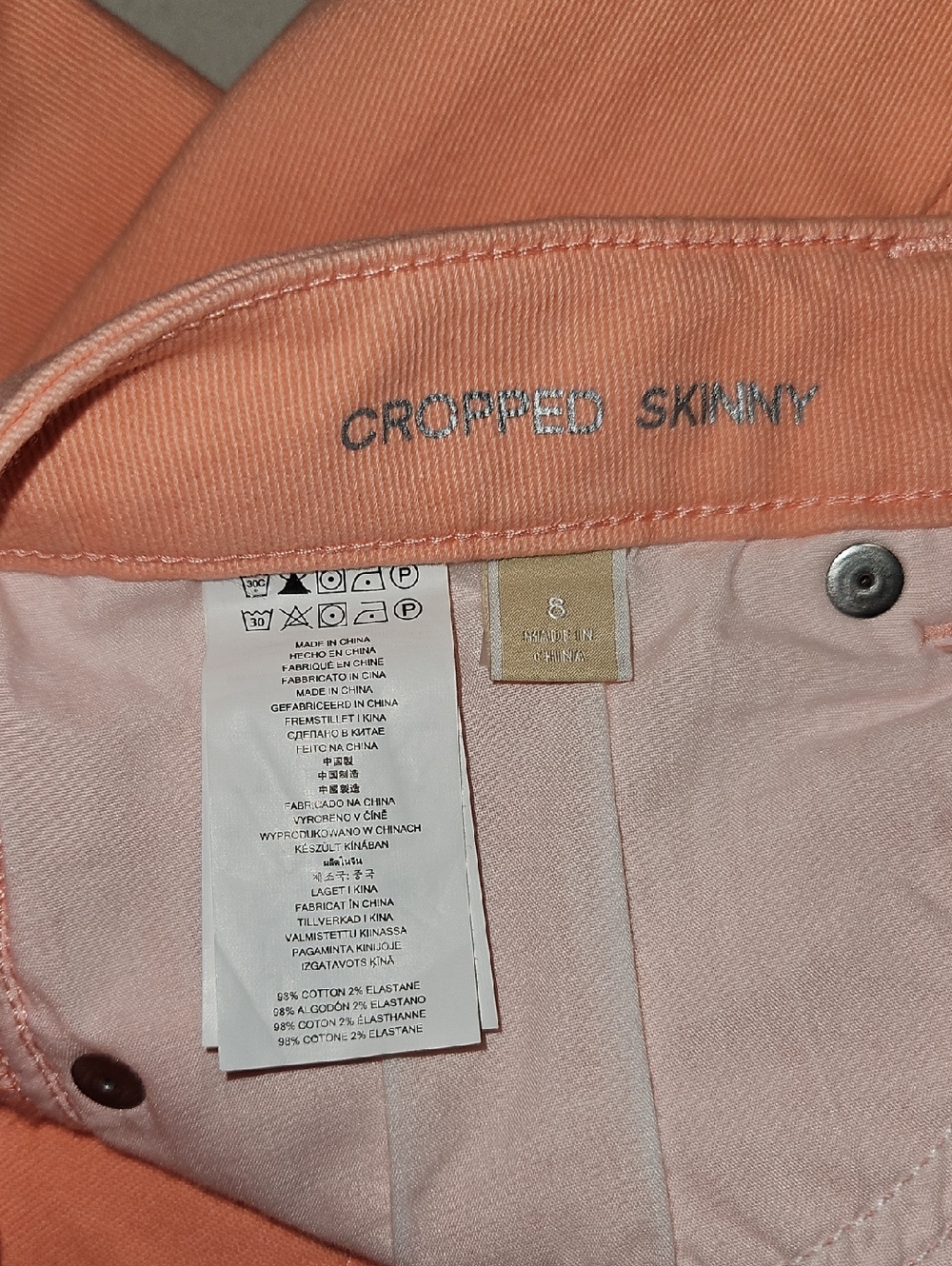 Michael Kors Coral-Peach Slim Capri Jeans - Picture 2 of 9